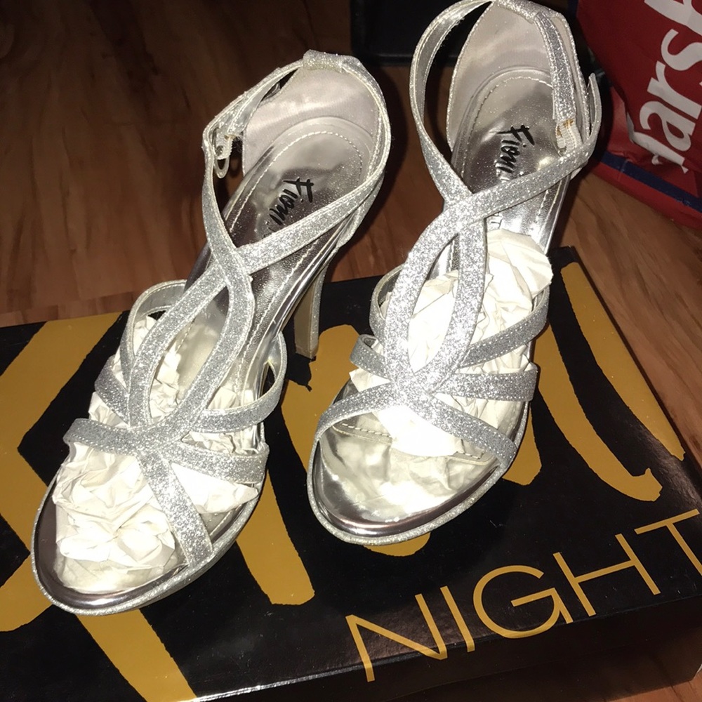 Silver sparkly heels